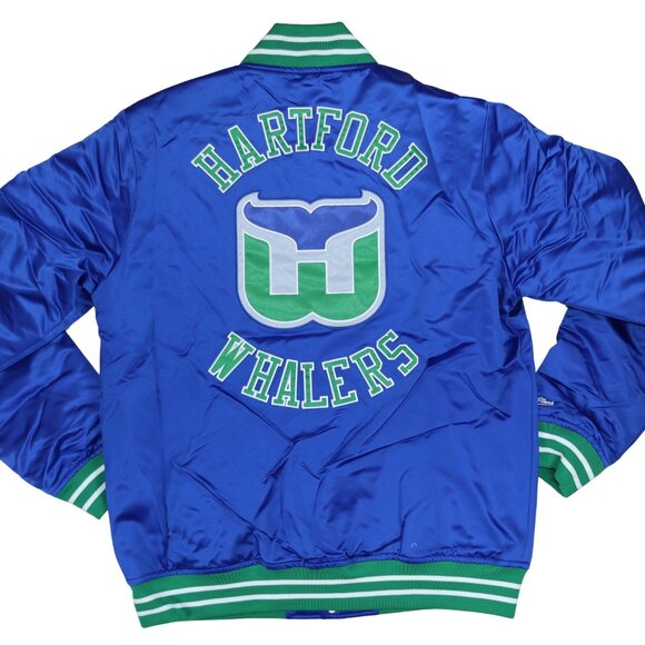 Mitchell & Ness Hartford Whalers Satin Snap Front Heavyweight Men's Jacket NWT - Picture 3 of 3